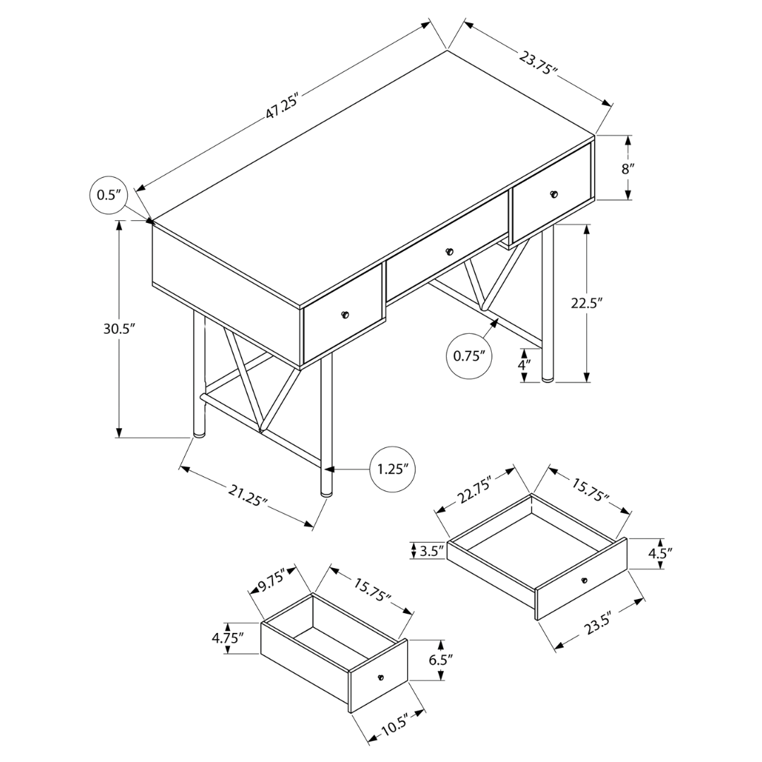 Vextura – Bureau – Noyer / Métal noir