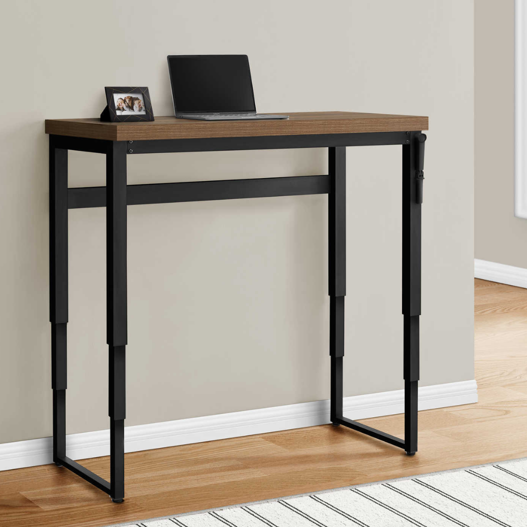 Liftora – Adjustable-Height Desk – Walnut / Black Metal