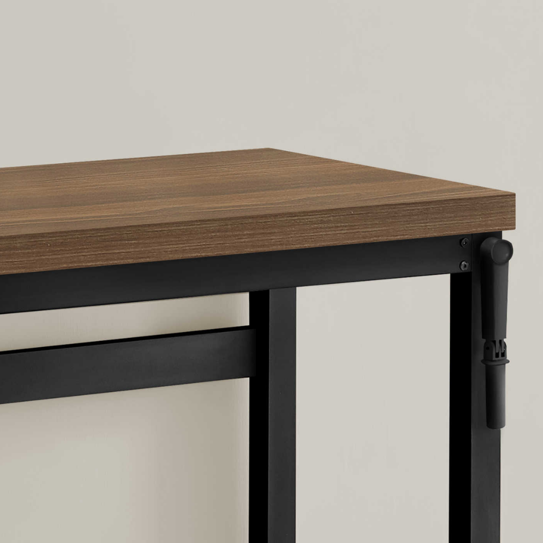Liftora – Adjustable-Height Desk – Walnut / Black Metal