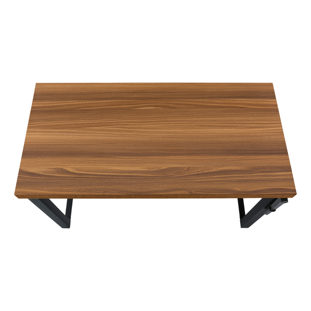 Liftora – Adjustable-Height Desk – Walnut / Black Metal