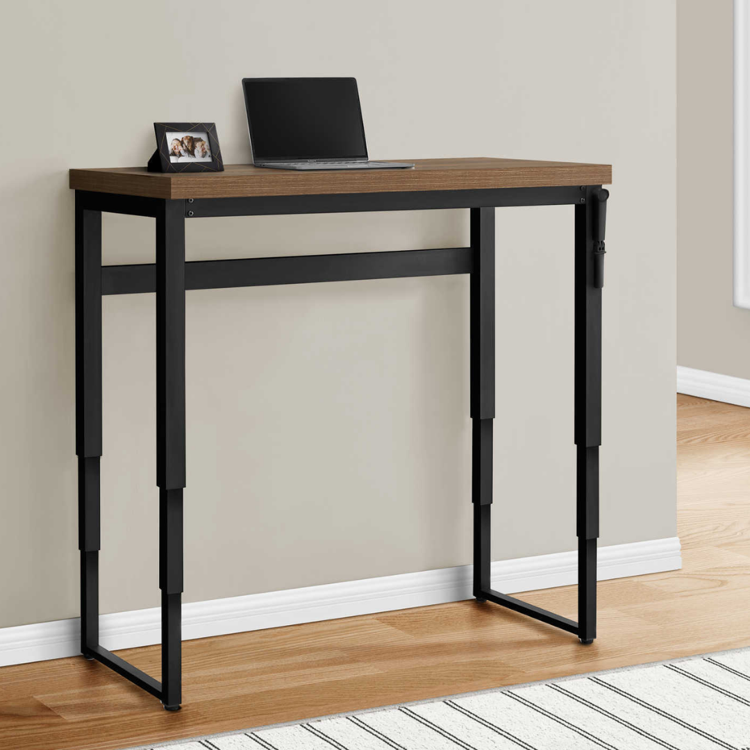 Liftora – Adjustable-Height Desk – Walnut / Black Metal