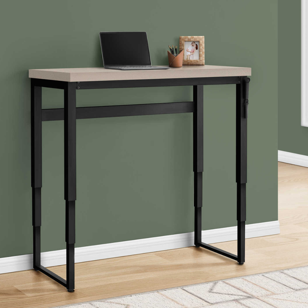 Liftora – Bureau à hauteur réglable – Taupe moderne / Métal noir