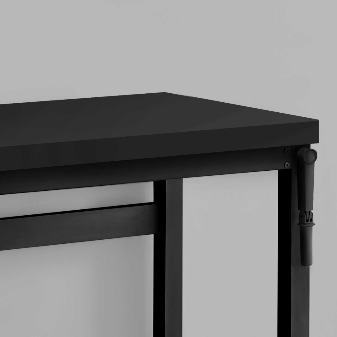 Liftora – Adjustable-Height Desk – Black / Black Metal