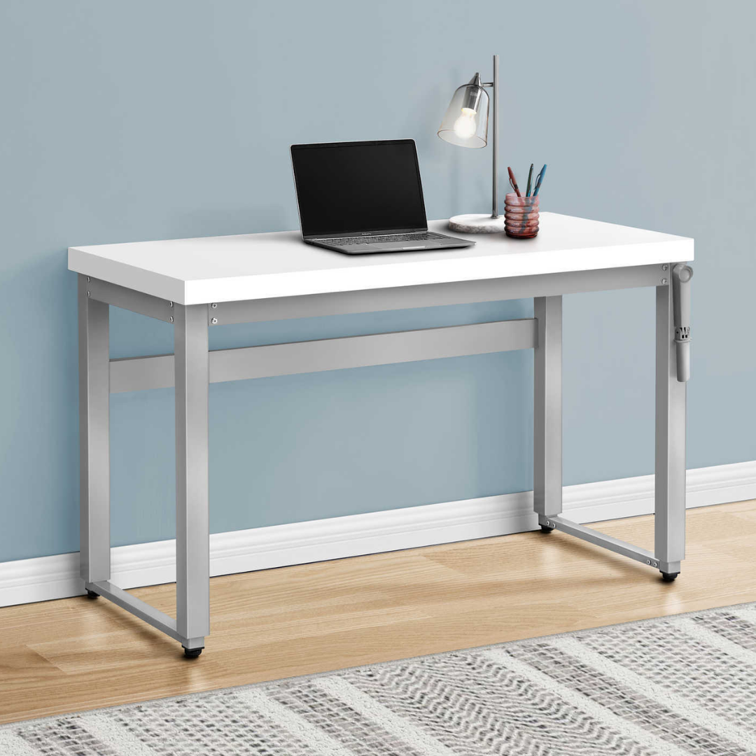 Liftora – Bureau à hauteur réglable – Métal blanc/argenté