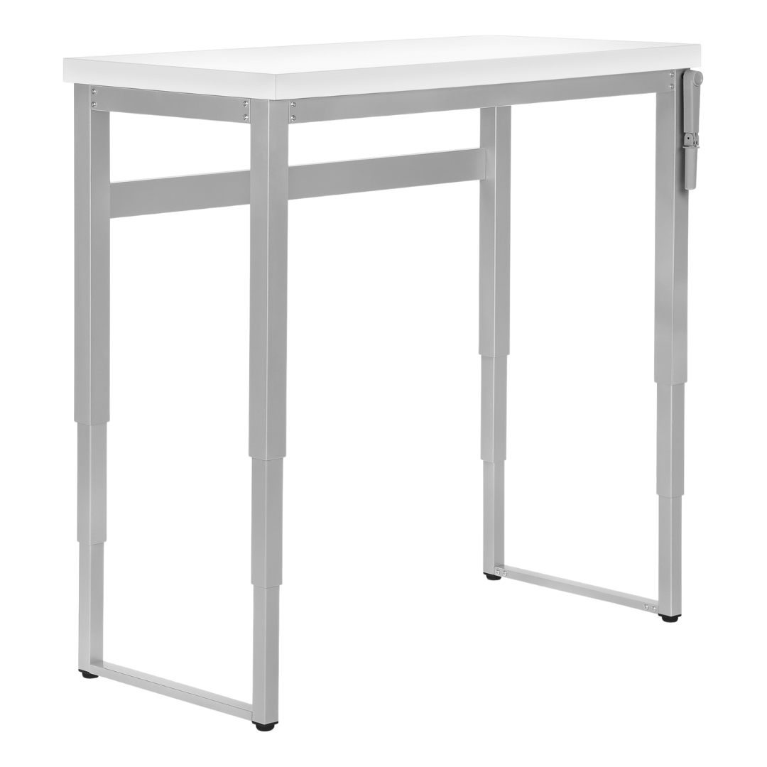 Liftora – Adjustable-Height Desk – White / Silver Metal