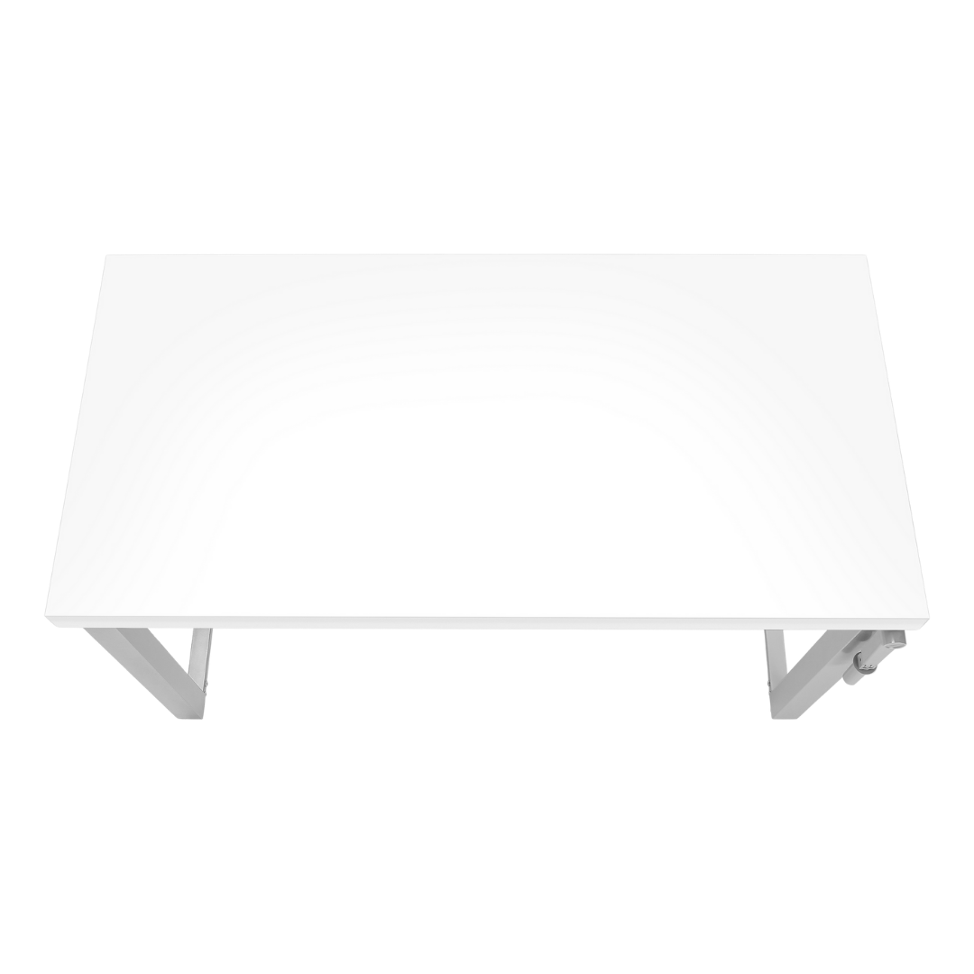 Liftora – Adjustable-Height Desk – White / Silver Metal