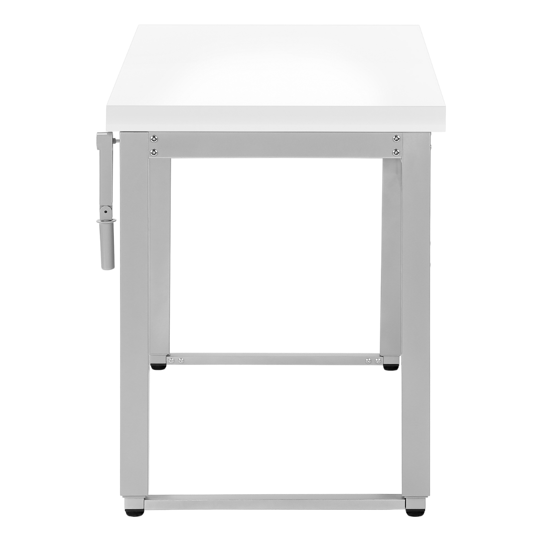 Liftora – Adjustable-Height Desk – White / Silver Metal