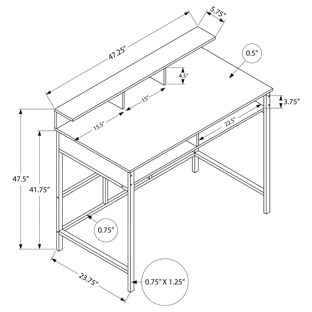 Staltura – Bureau assis-debout – Noir / Métal noir