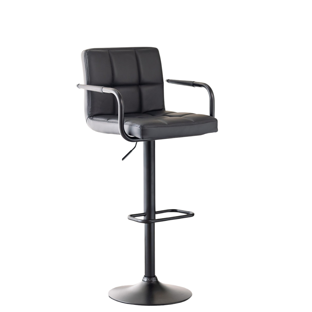 Cadrion – Set of 2 – Adjustable Bar Stools with Armrests – Black