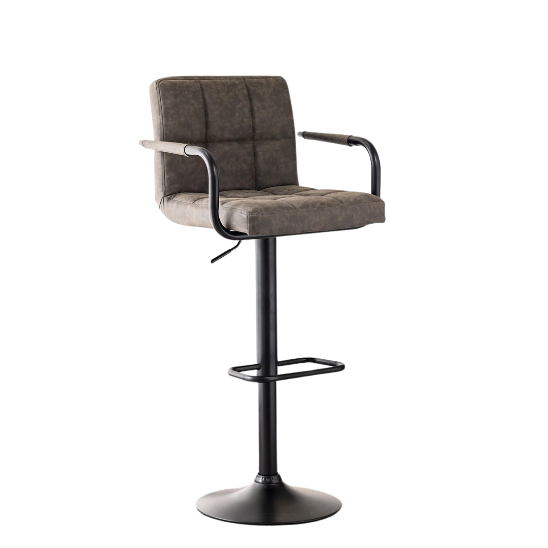 Cadrion – Lot de 2 – Tabourets de bar réglables avec accoudoirs – Gris