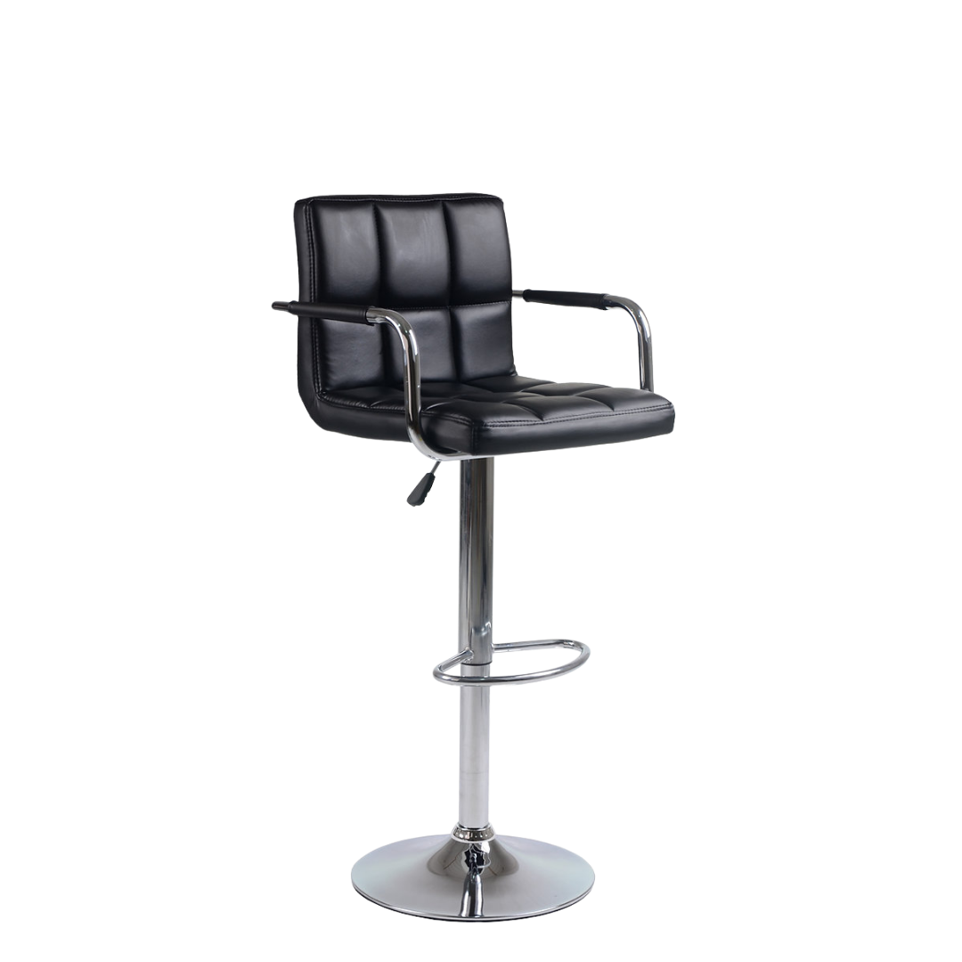 Davero – Lot de 2 – Tabourets de bar réglables avec accoudoirs – Noir