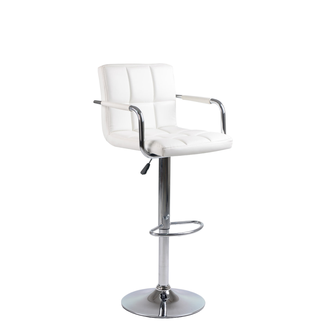 Davero – Set of 2 – Adjustable Bar Stools with Armrests – White