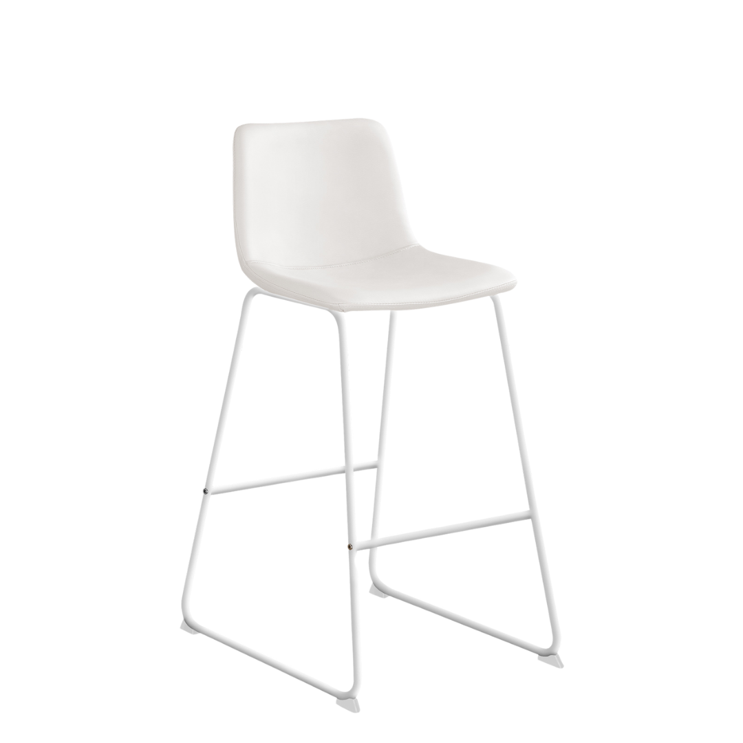 Varello – Lot de 2 – Tabourets de bar hauteur comptoir – Blanc / Structure blanche