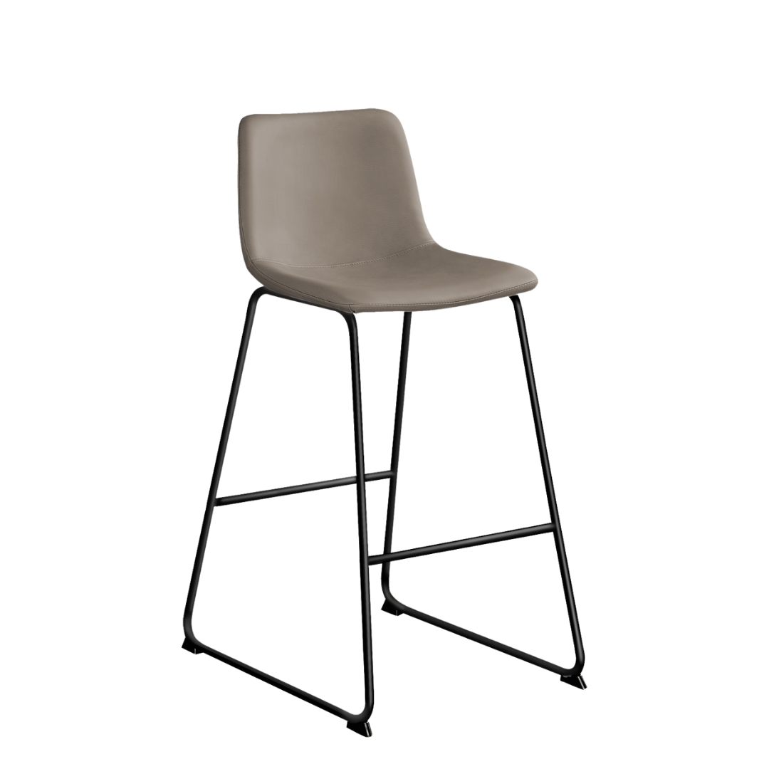 Varello – Lot de 2 – Tabourets de bar hauteur comptoir – Taupe / Structure noire