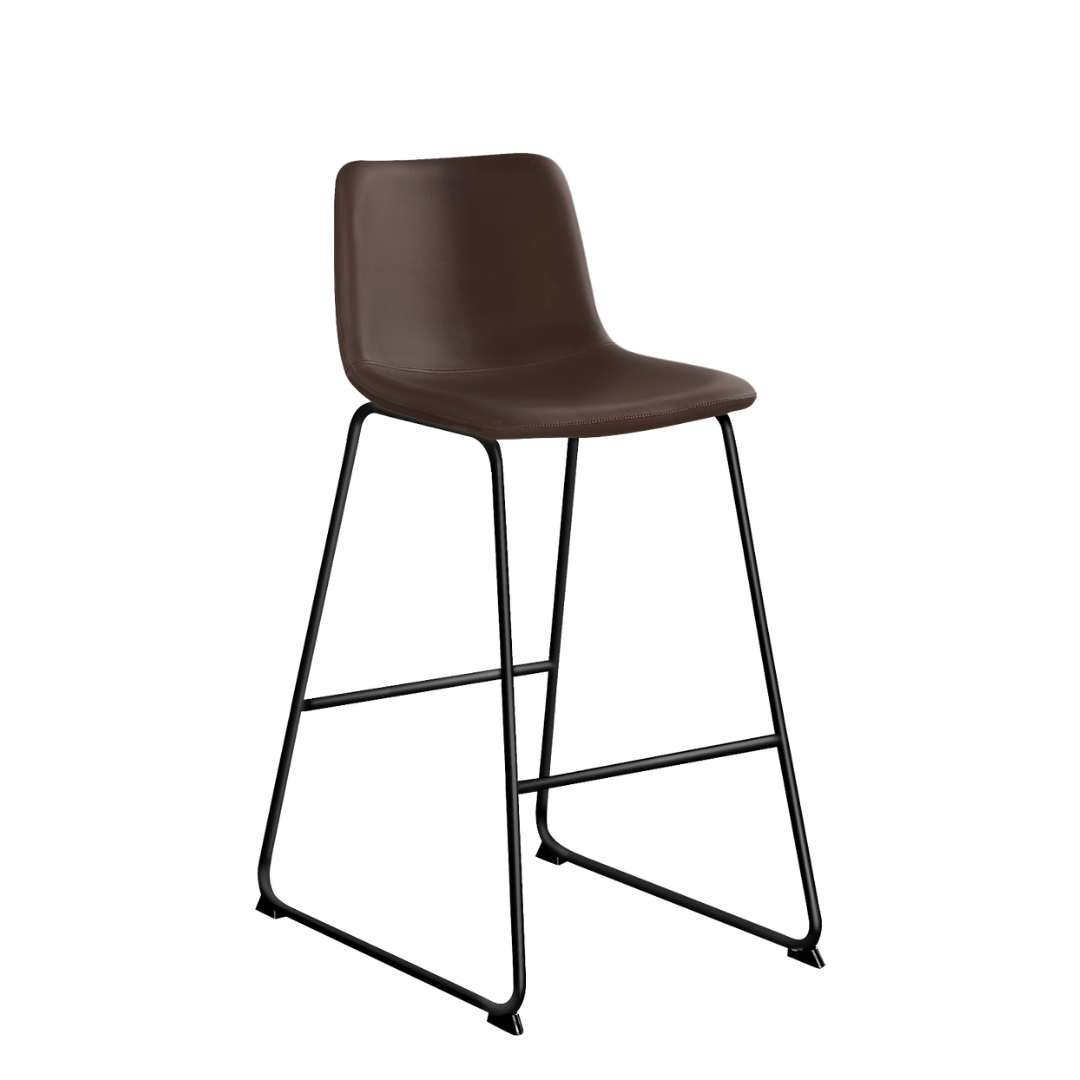 Ensemble de 2 tabourets de comptoir Varello similicuir brun cadre métal noir 39,75 po – Bonito Montréal