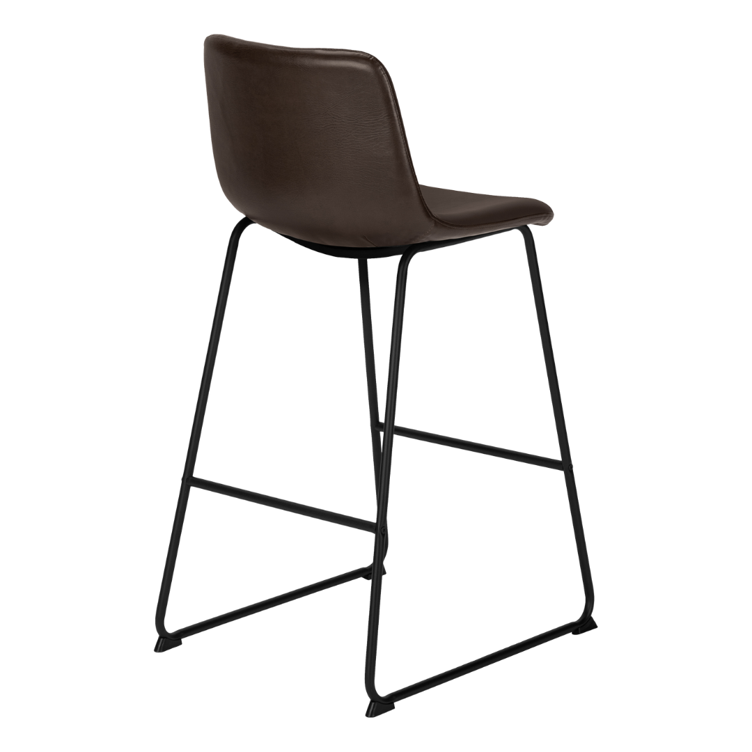 Ensemble de 2 tabourets de comptoir Varello similicuir brun cadre métal noir 39,75 po – Bonito Montréal
