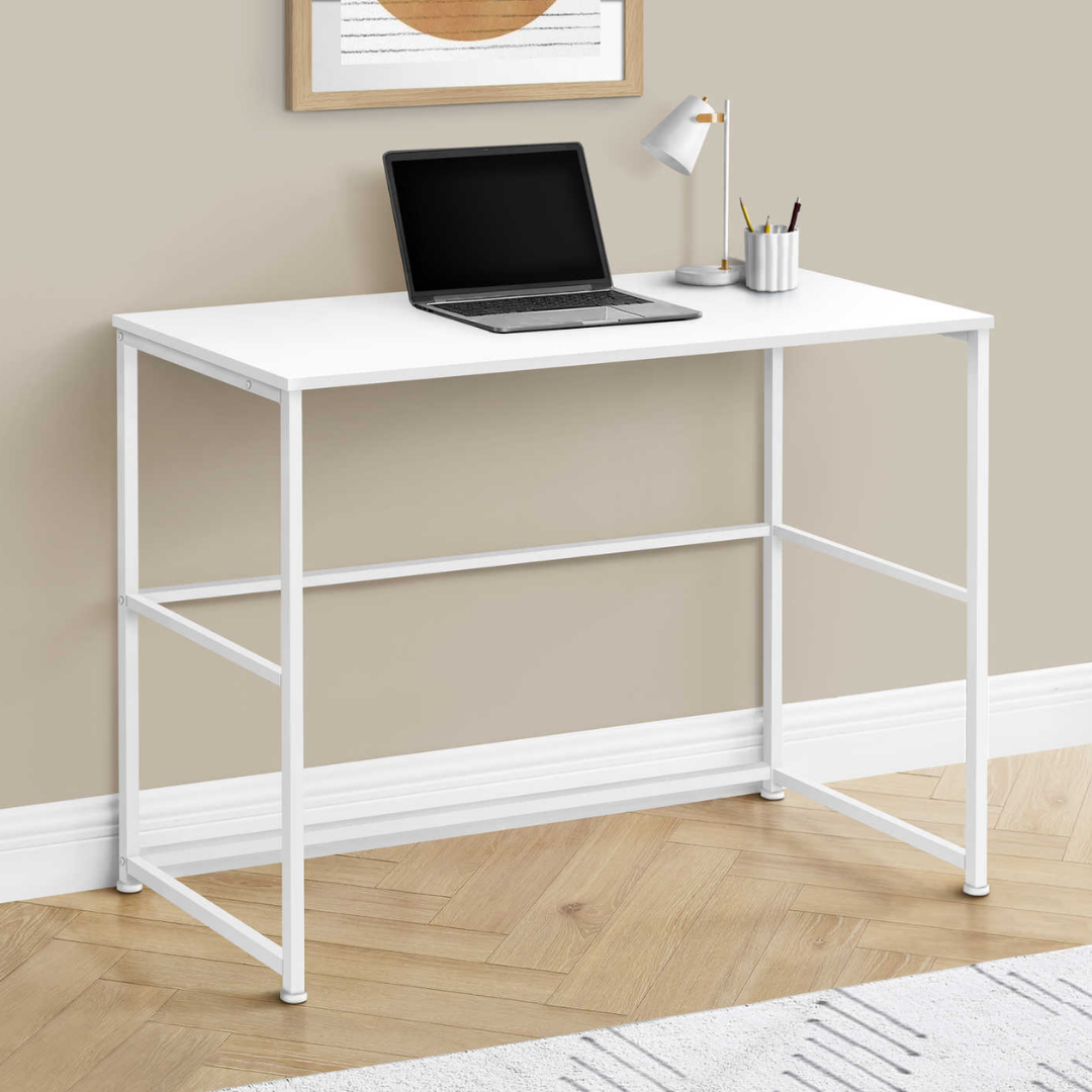 Modenxa – Computer Desk – White / White Metal