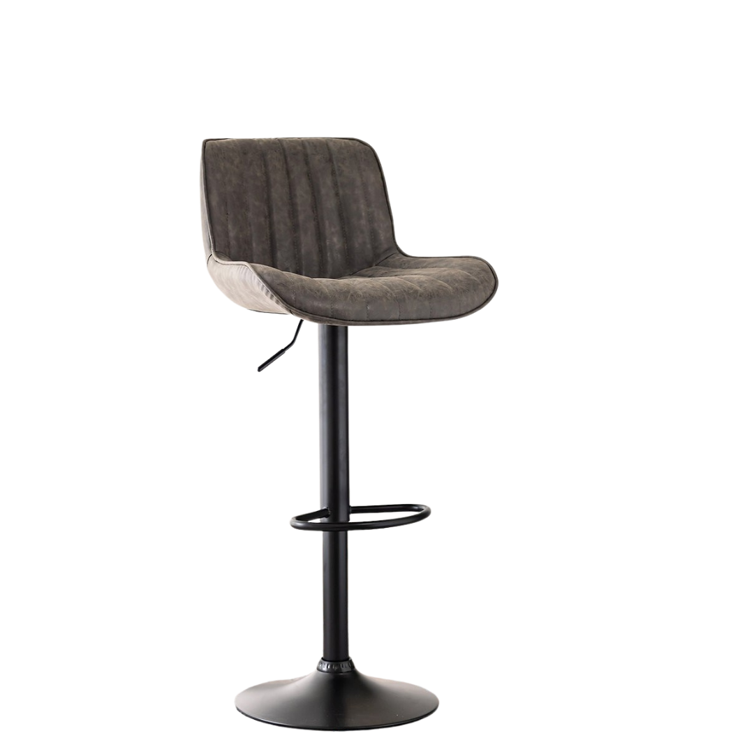 Ensemble 2 tabourets de bar ajustables Silvano gris PU pivot 360° cadre métal noir – Bonito Montréal