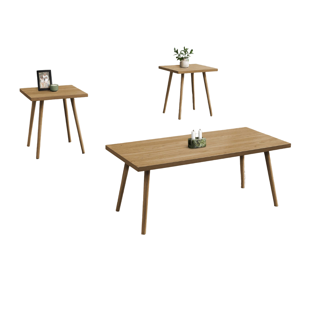 Nelos – 3-Piece Coffee Table Set – Pale Walnut