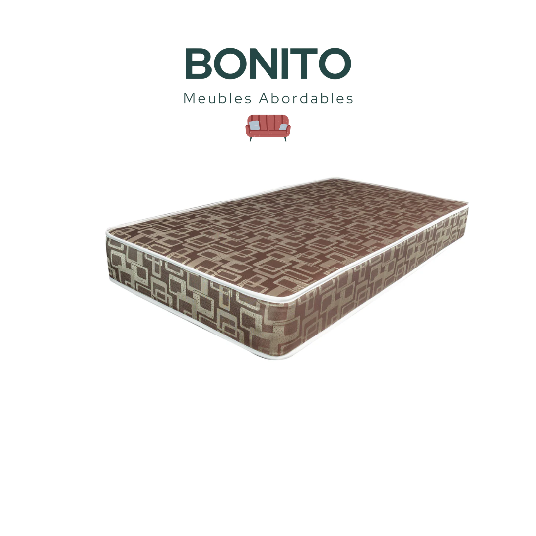 Matelas simple - Dessus lisse avec ressorts - Réversible avec deux côtés.