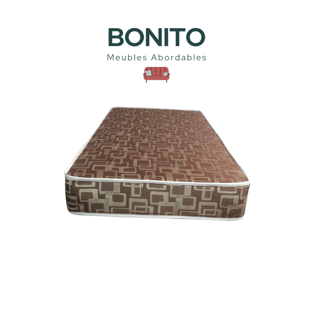 Matelas simple - Dessus lisse avec ressorts - Réversible avec deux côtés.