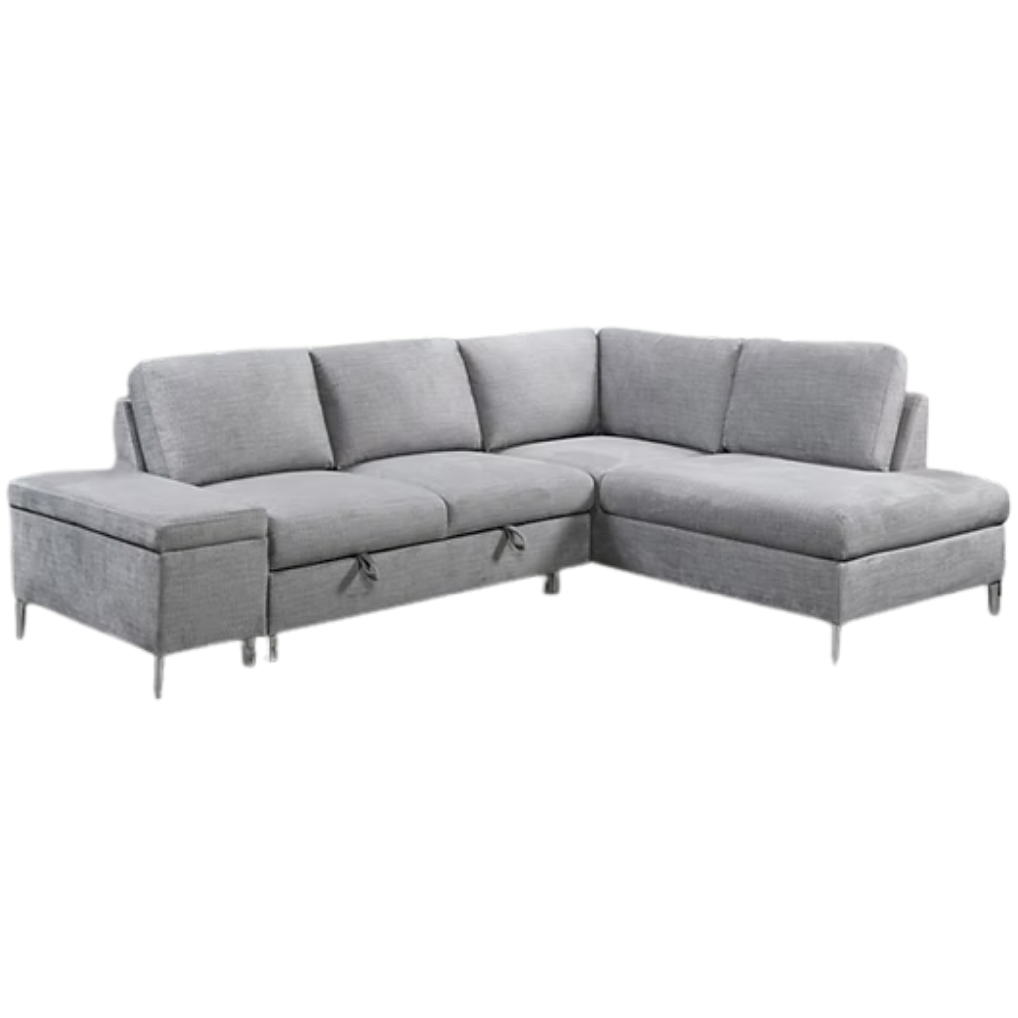 Soft Grey Fabric Sectional Sofa Bed With Lift-Up Storage Bench 9022