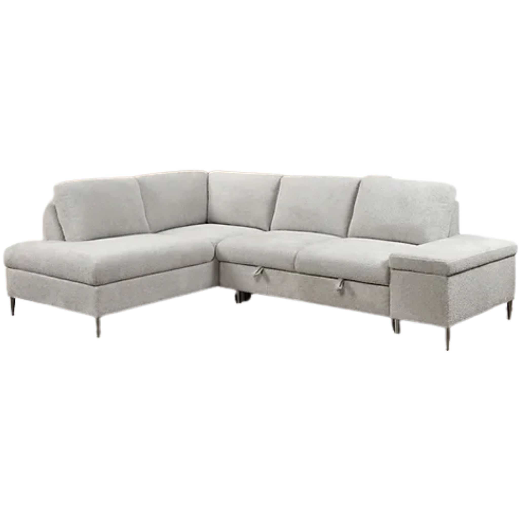 Soft Beige Fabric Sectional Sofa Bed With Lift-Up Storage Bench 9023