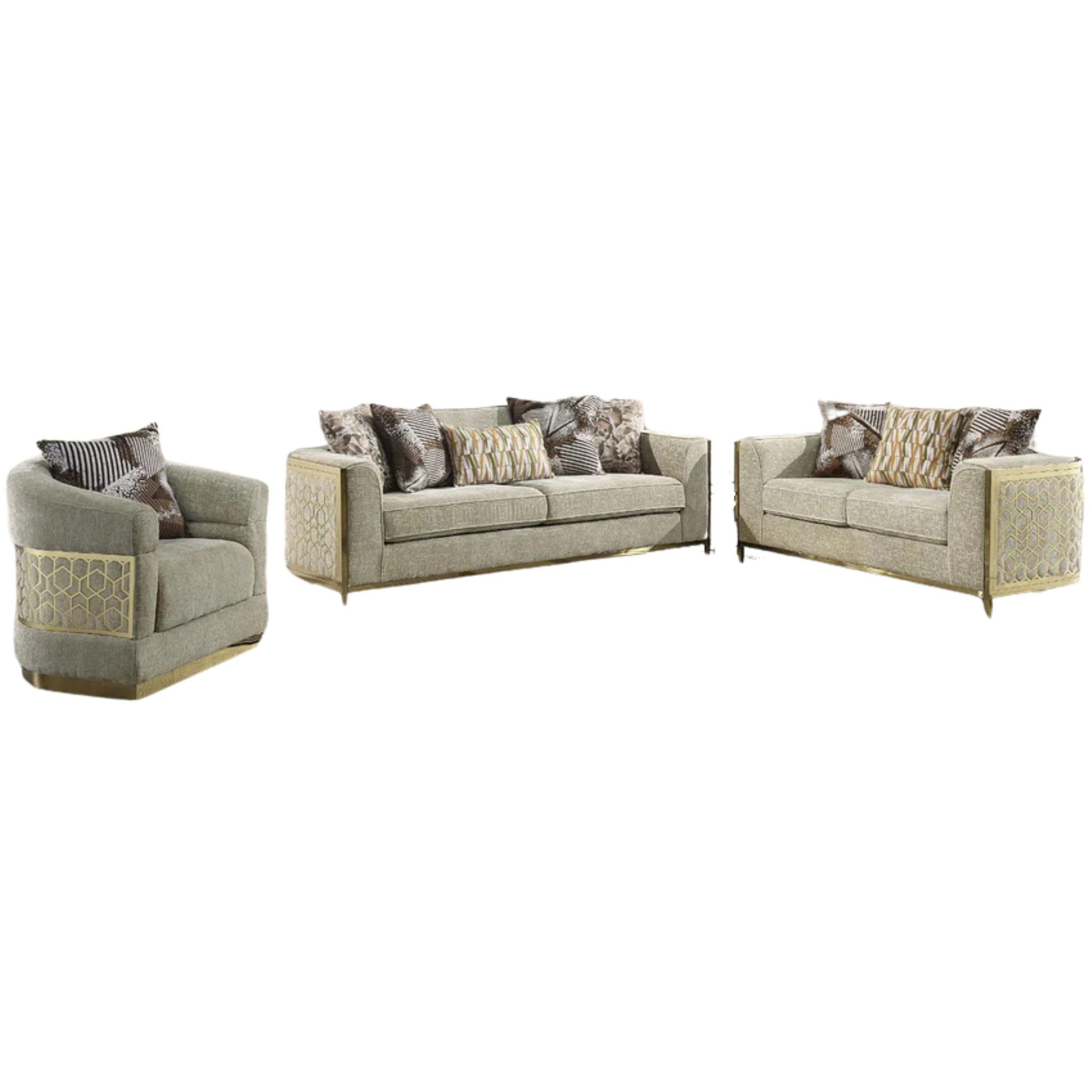 ALANA - Ensemble de canapés 3 pièces en tissu taupe