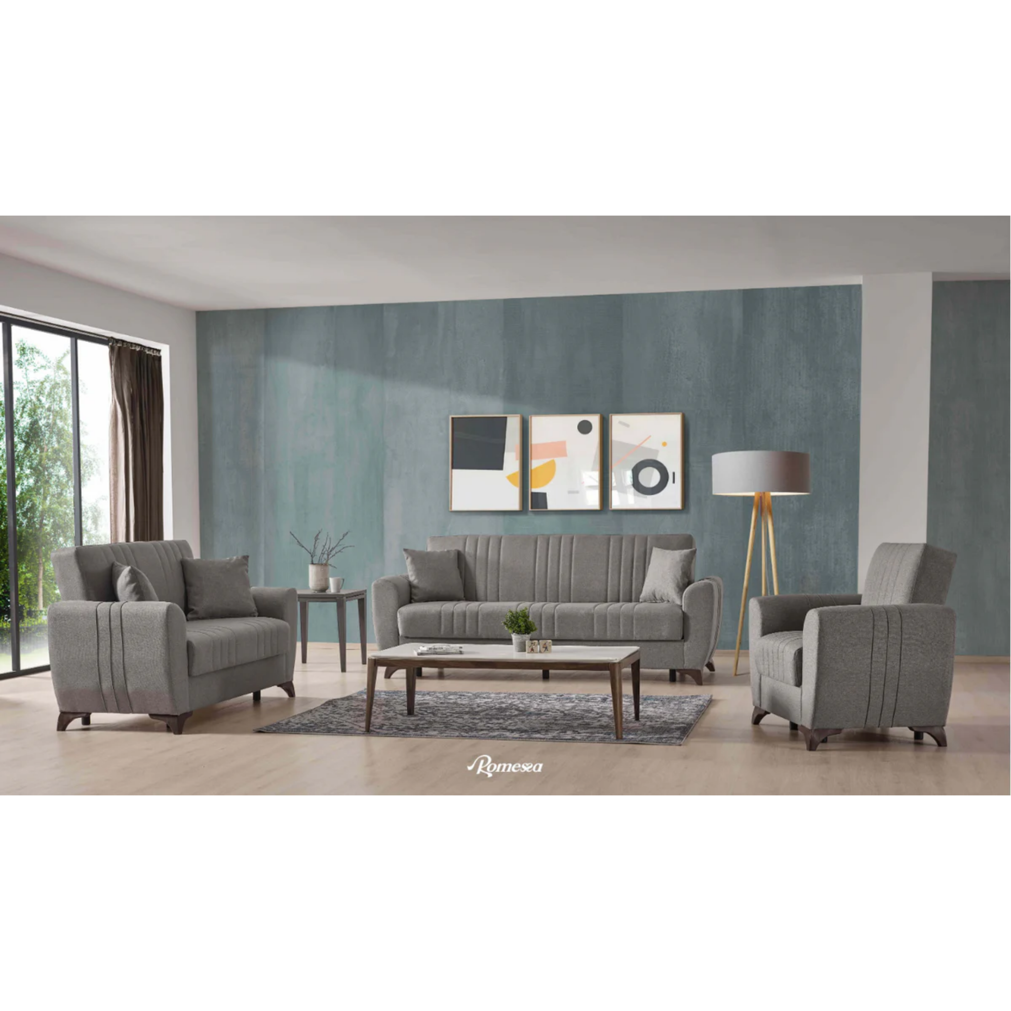 ALVINA - Élégant ensemble de canapés 3 pièces gris