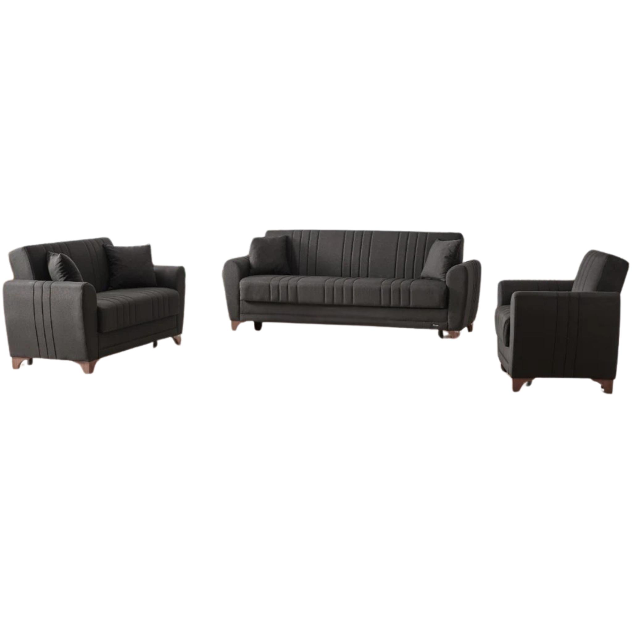 ALVINA - Ensemble de canapés 3 pièces noir