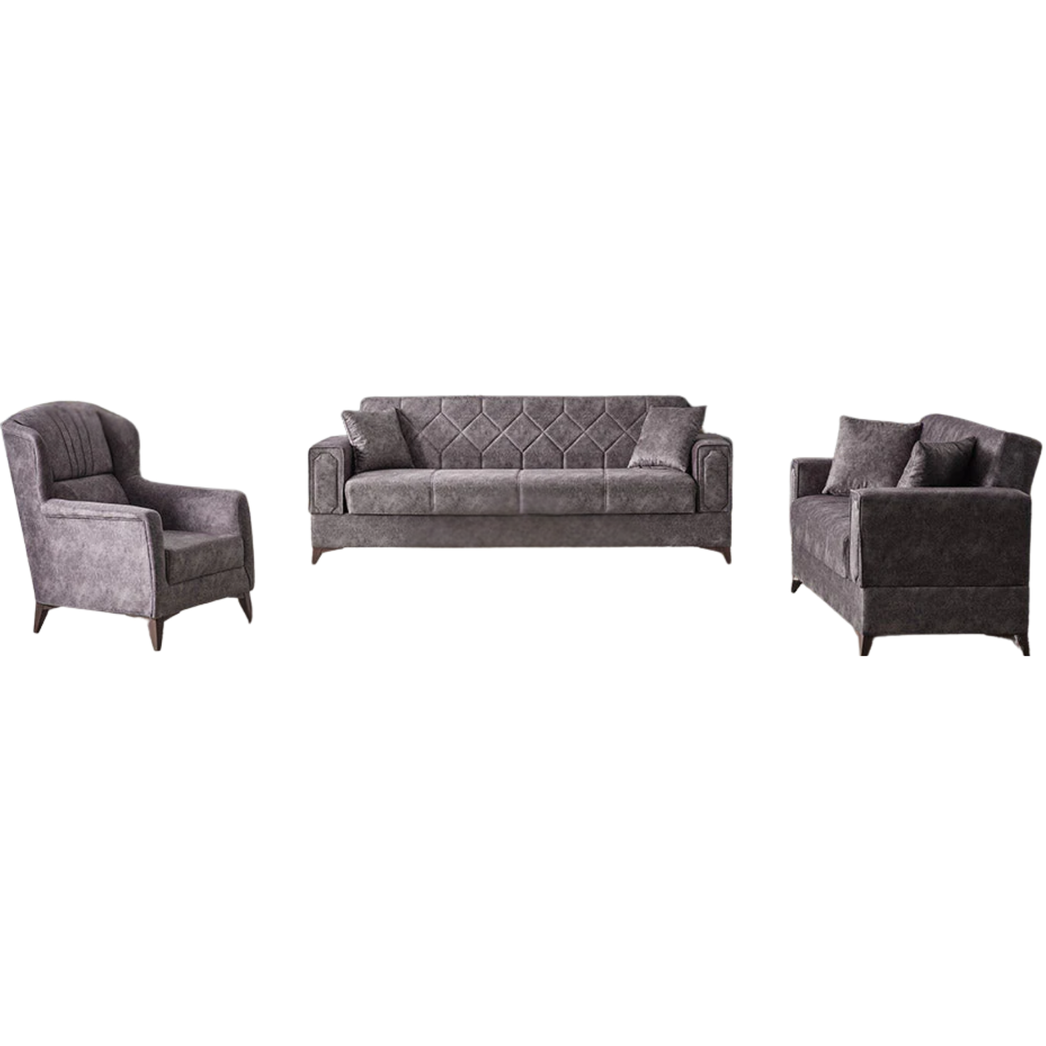 ASYA - Ensemble de canapés 3 pièces gris