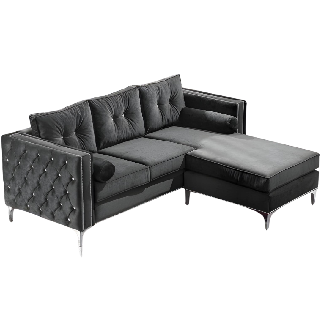 Arlo – Canapé d'angle réversible – Velours gris