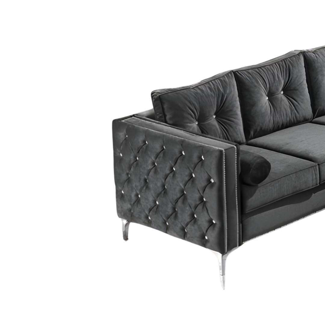 Arlo – Canapé d'angle réversible – Velours gris