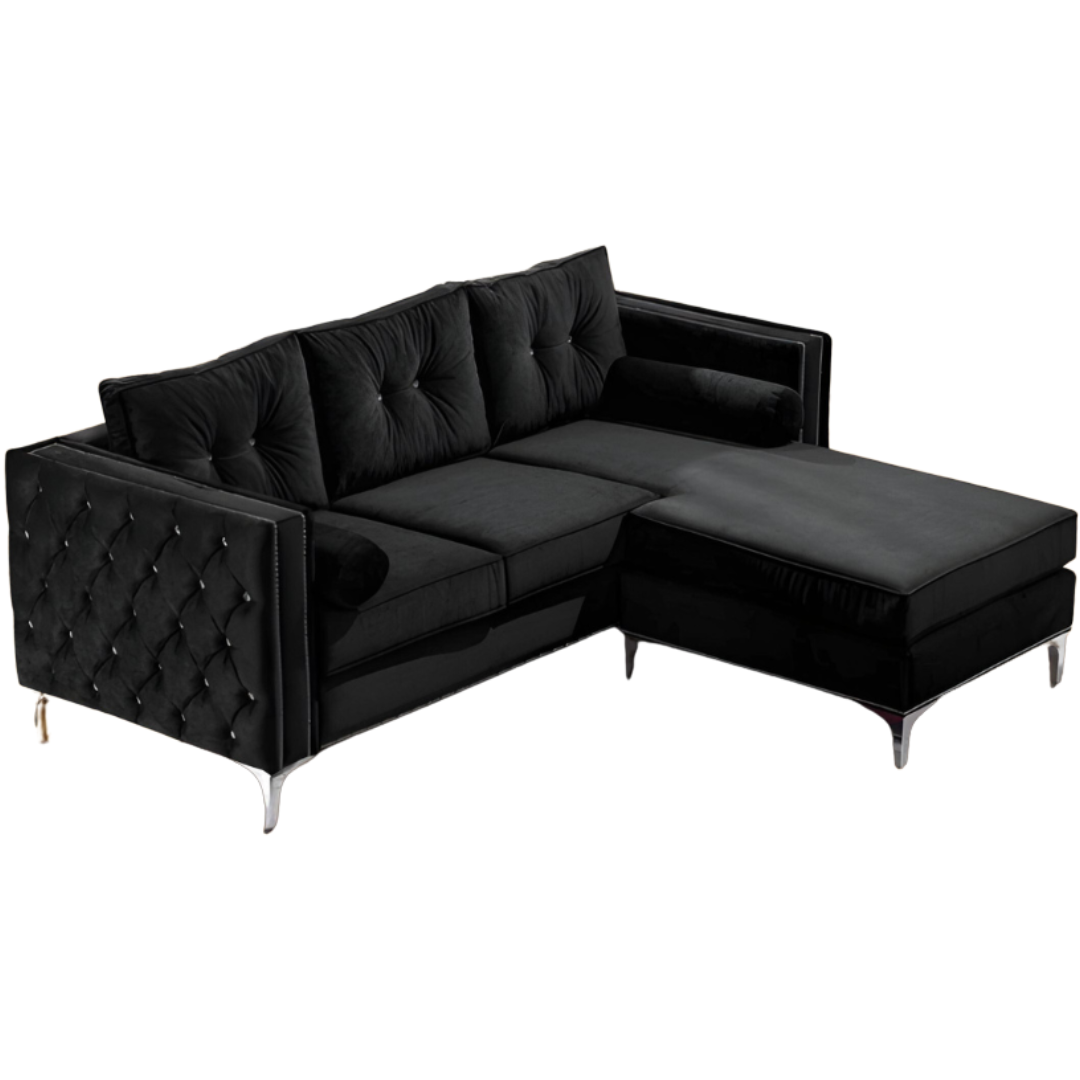 Arlo – Reversible Sofa Sectional – Black Velvet