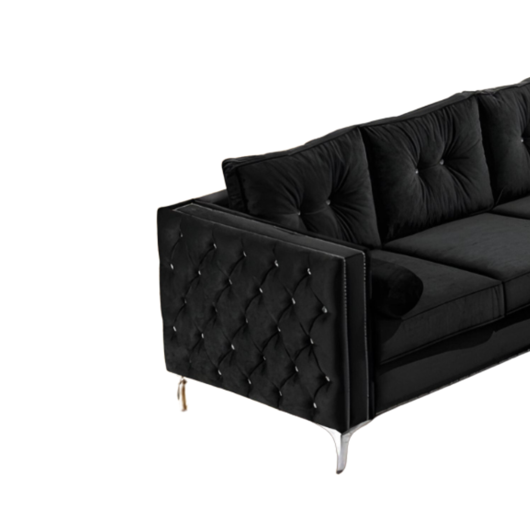Arlo – Reversible Sofa Sectional – Black Velvet