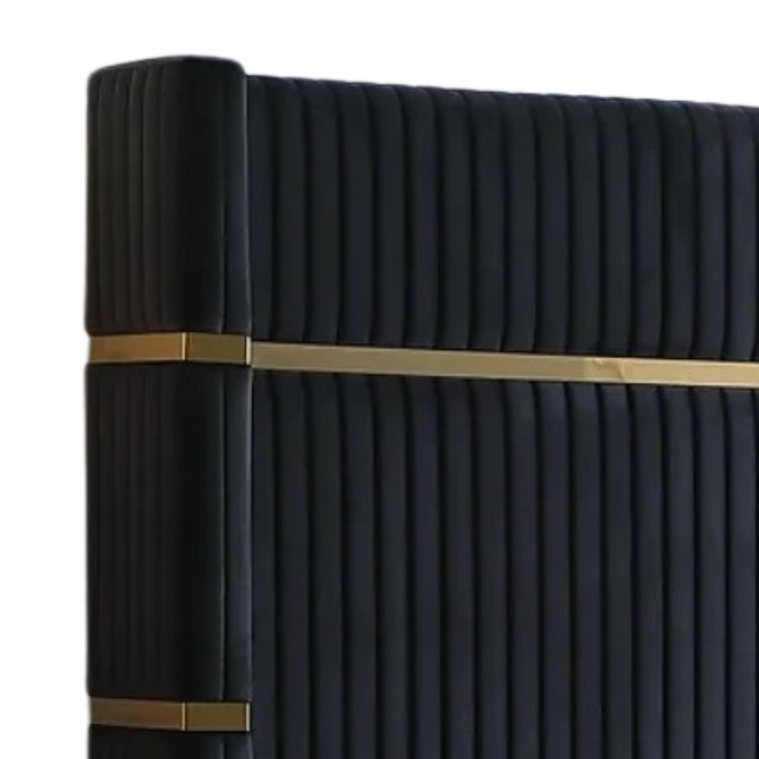 Lumerio – Queen Velvet Bed – Black