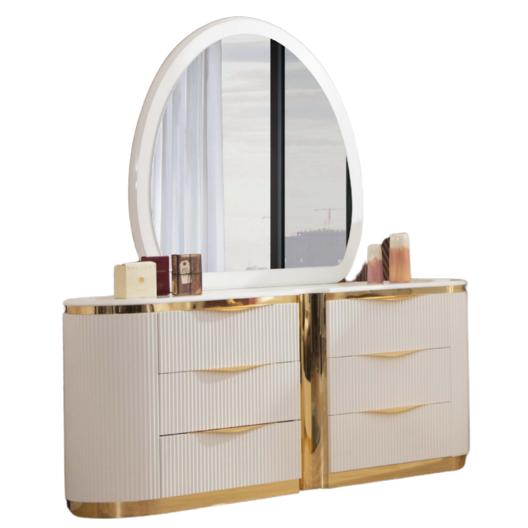 Aurelia – Ensemble de chambre à coucher – Queen – Blanc/Or