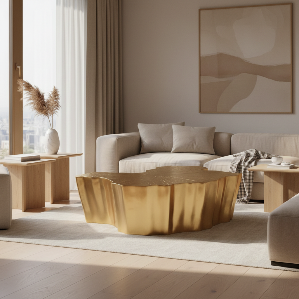 Auriston – Sculpted Gold Coffee Table