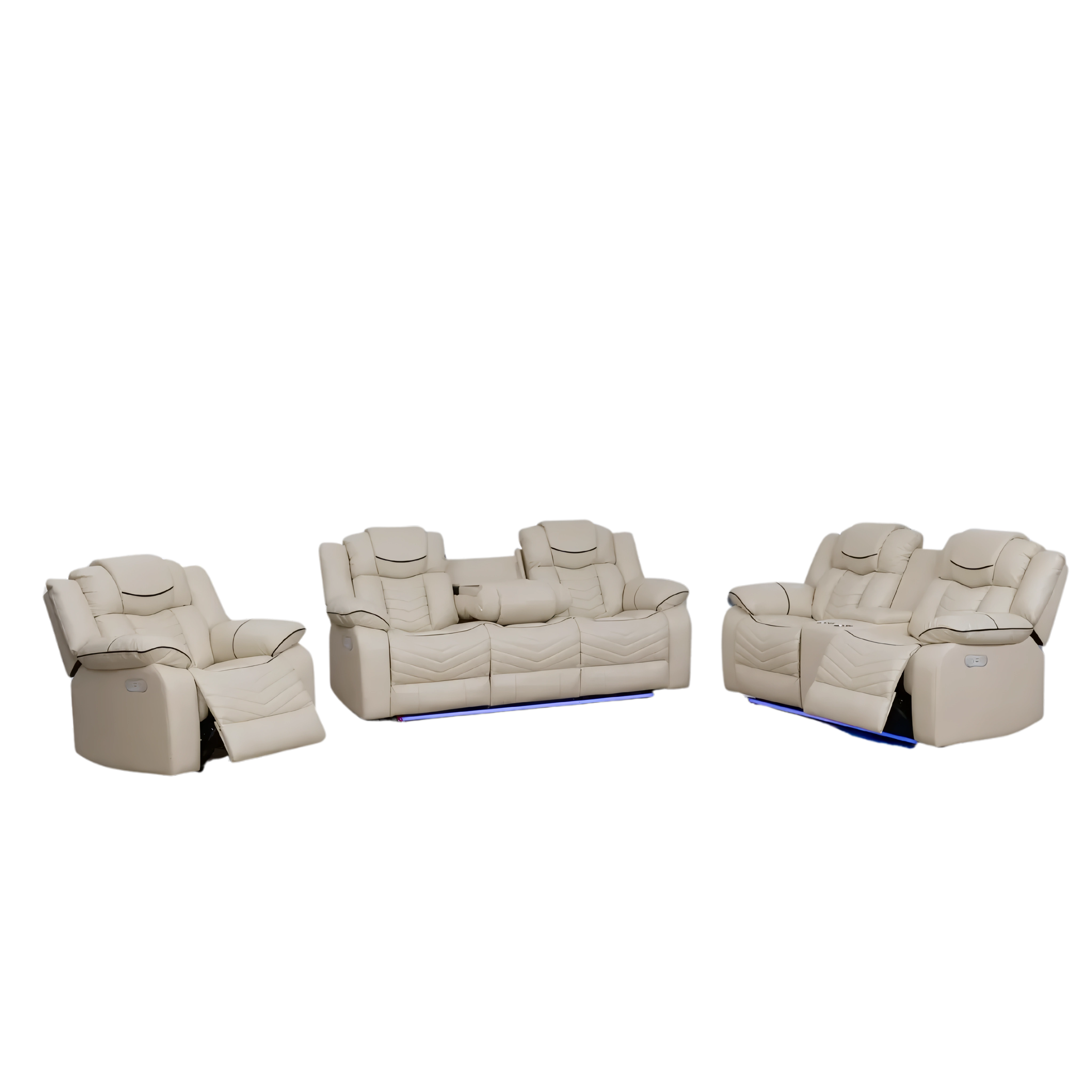 Aylen – Recliner Set – Beige Air Leather