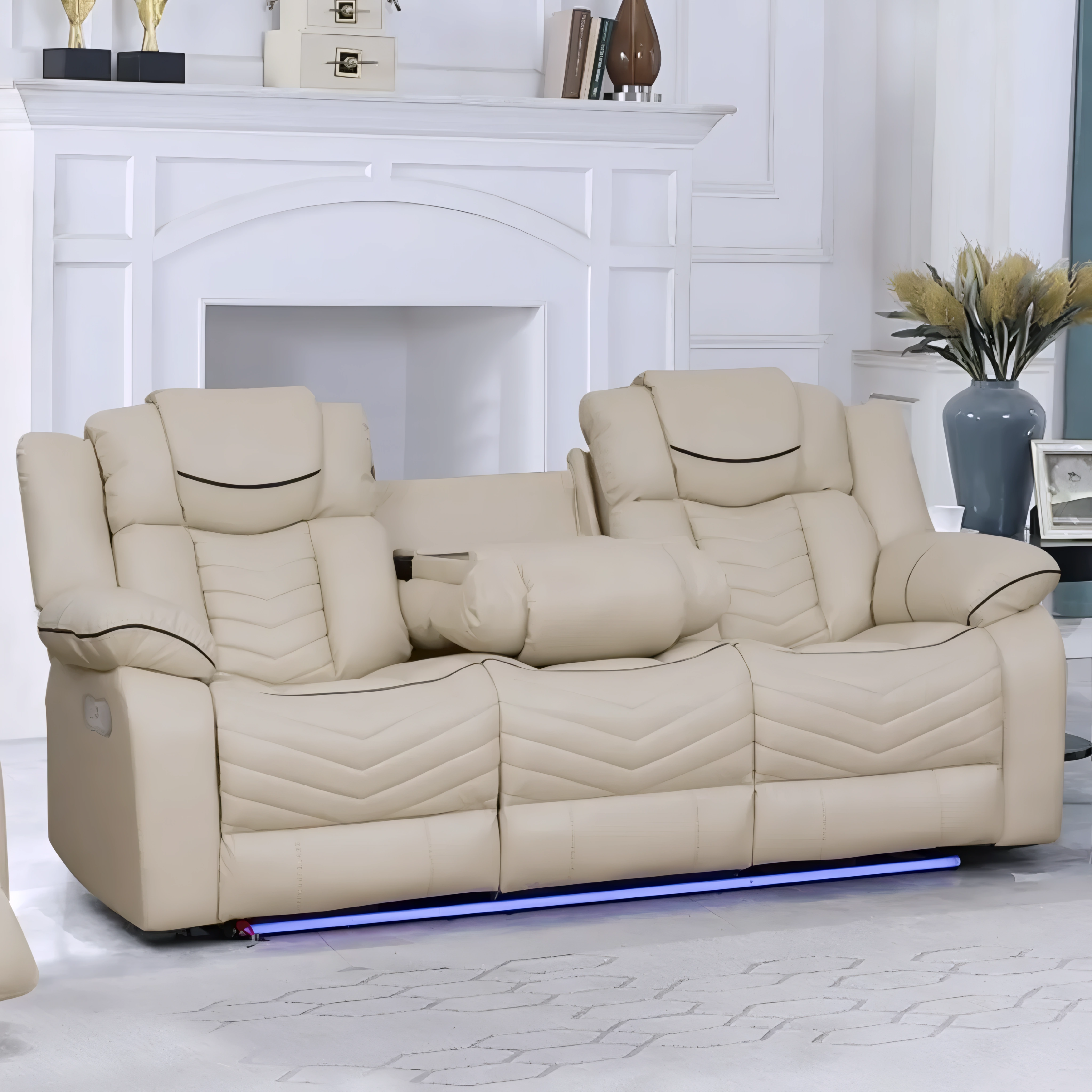 Aylen – Recliner Set – Beige Air Leather
