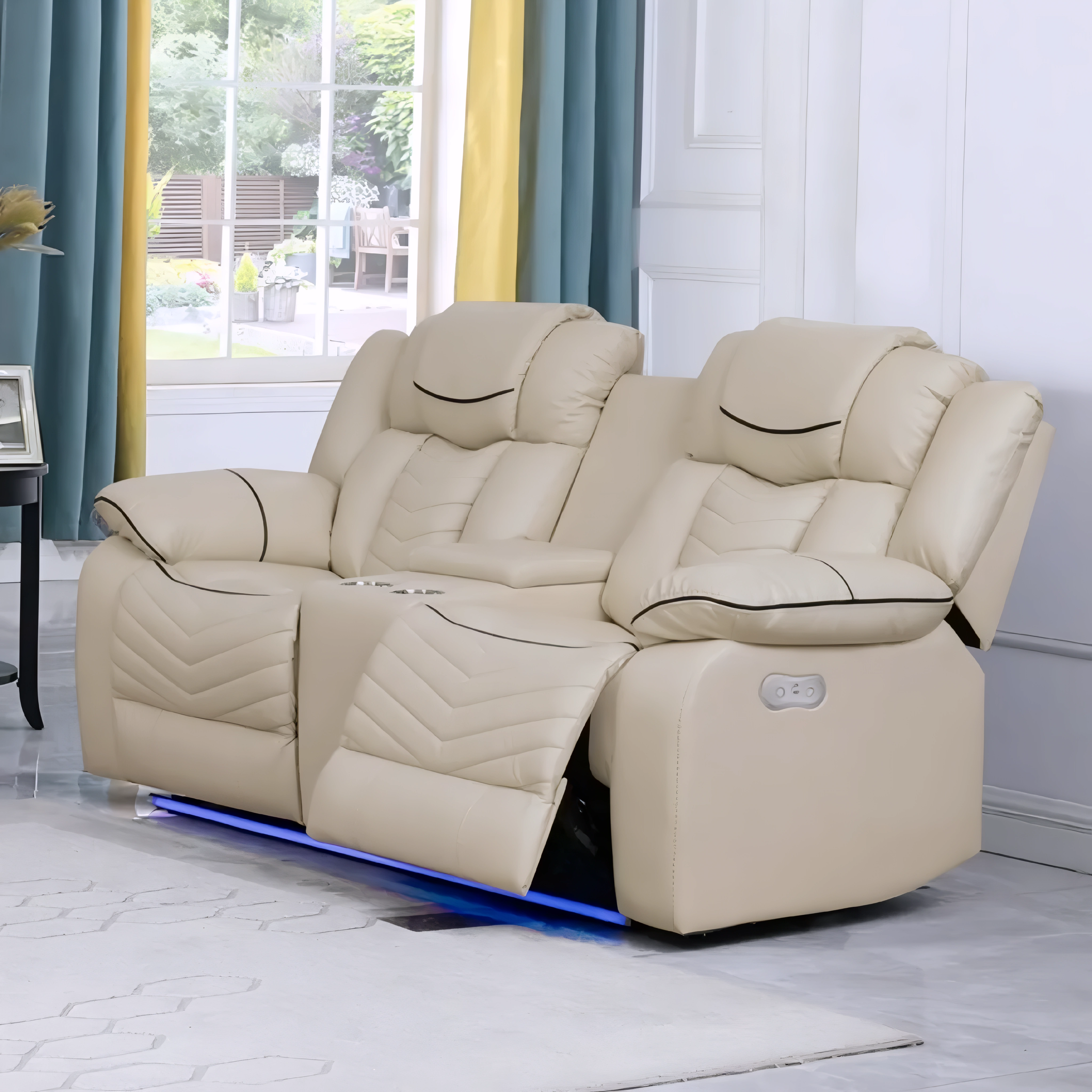 Aylen – Recliner Set – Beige Air Leather