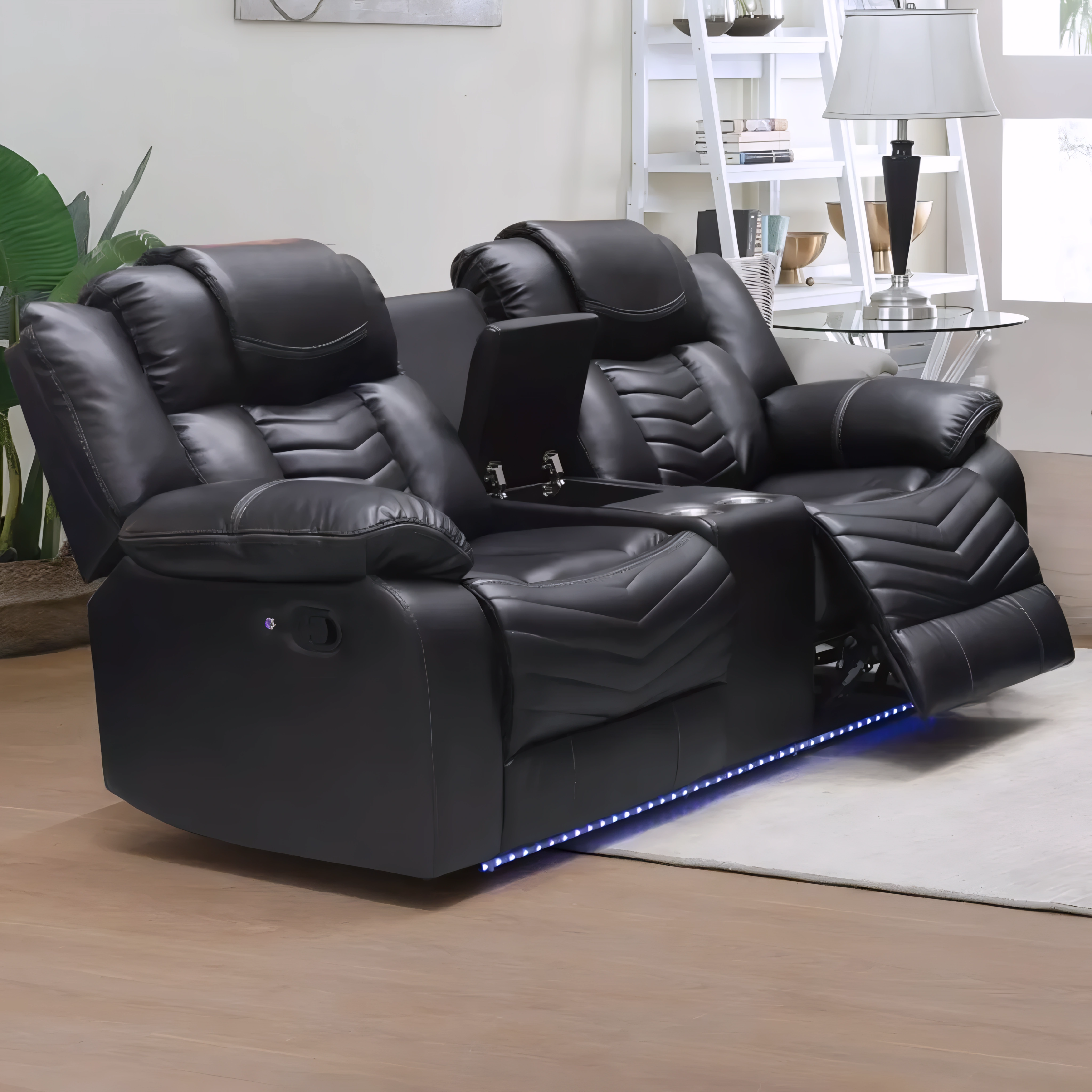 Aylen – Air Leather Recliner Set – Black