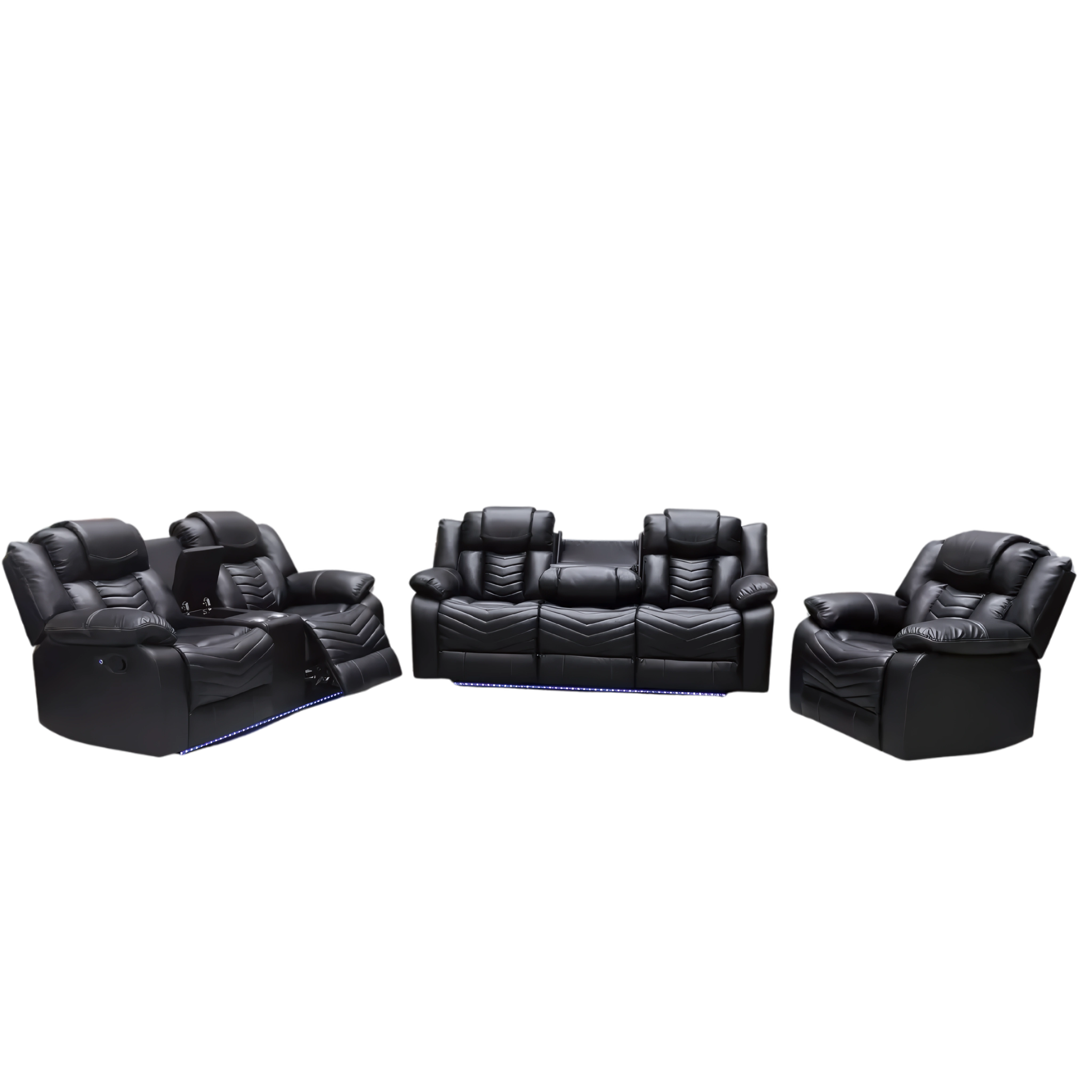 Aylen – Air Leather Recliner Set – Black