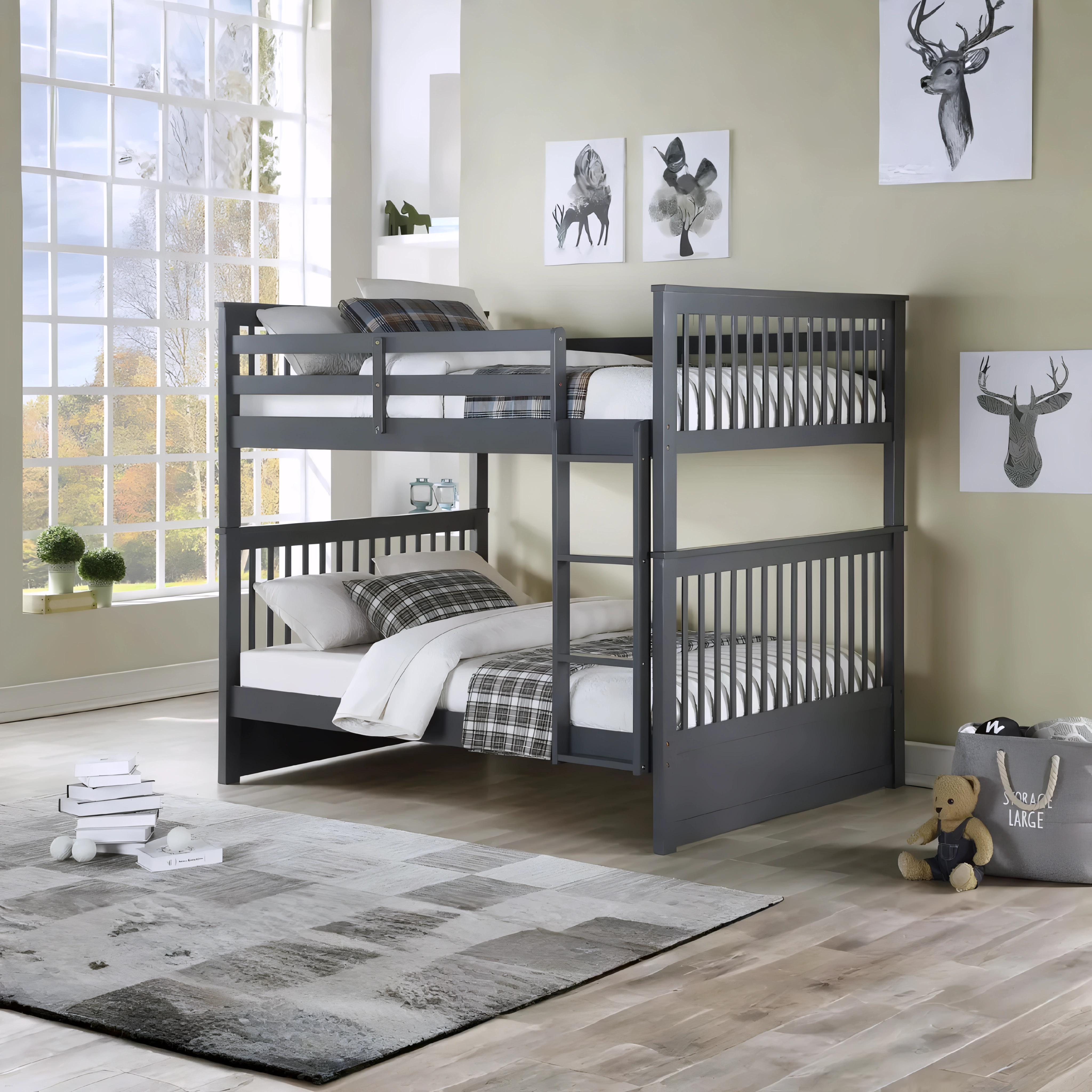 Rivalt – Bunk Bed – Double/Double – Grey