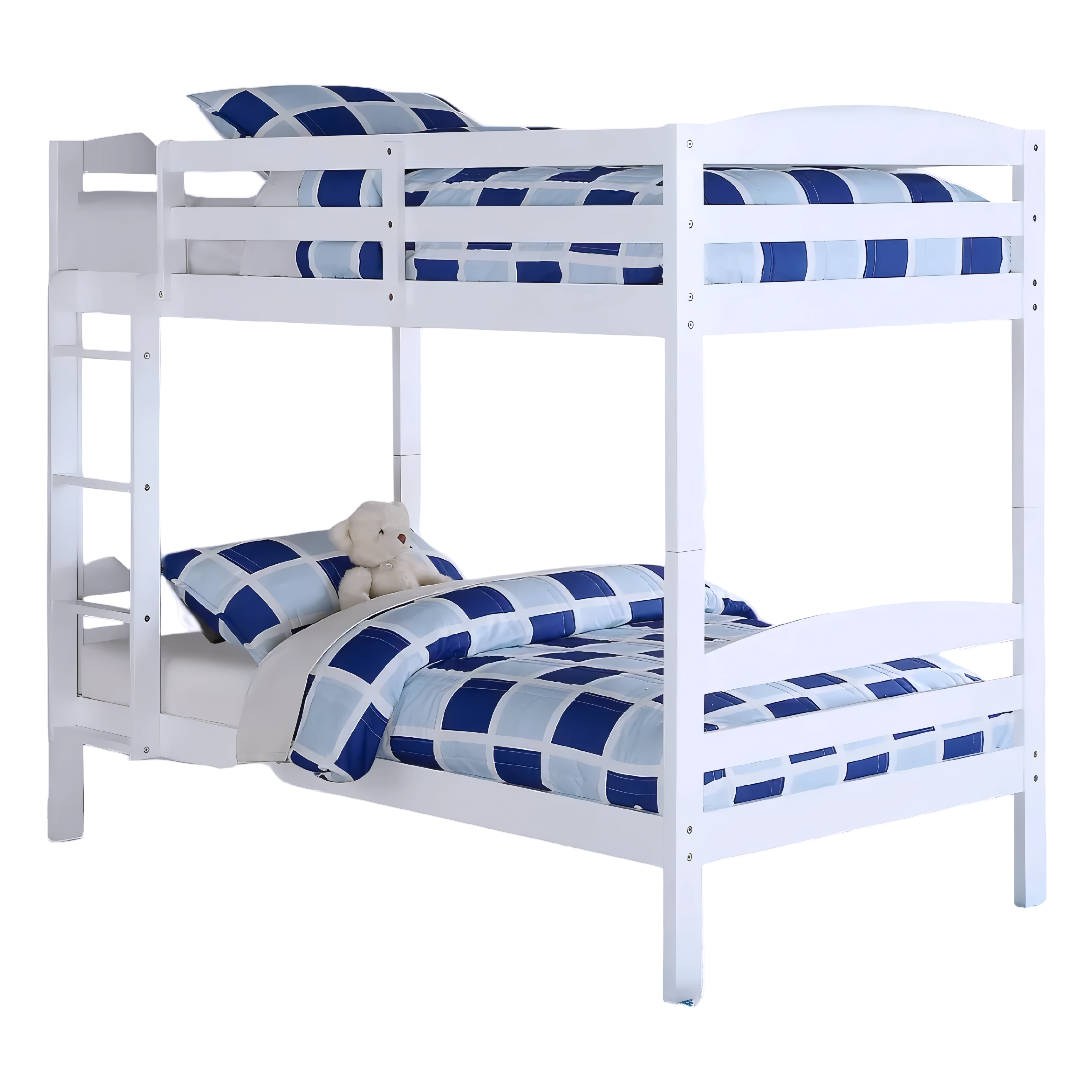 Lit superposé Sander simple/simple en bois massif blanc convertible deux lits indépendants – Bonito Montréal