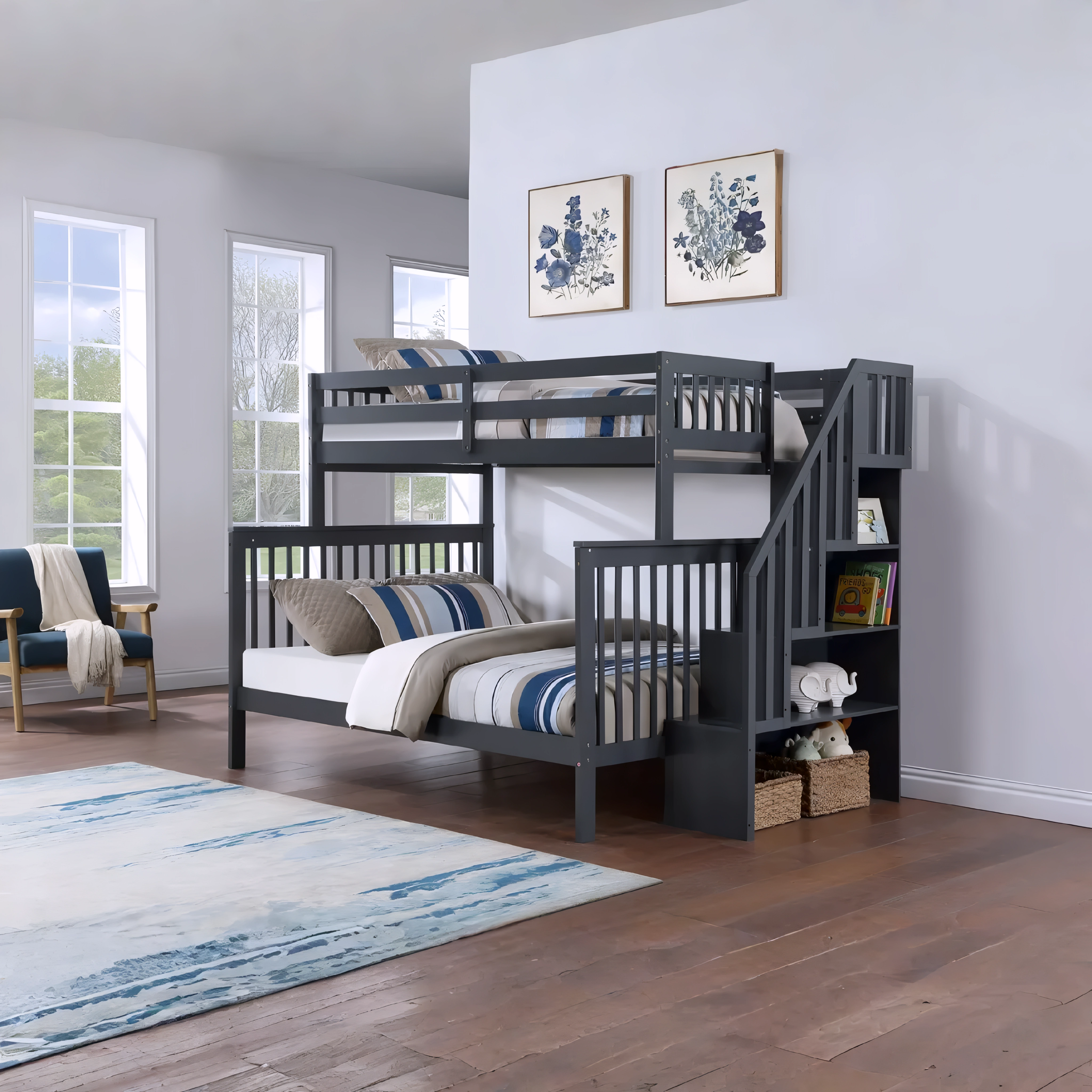 Malvik – Bunk Bed – Single/Double – Grey