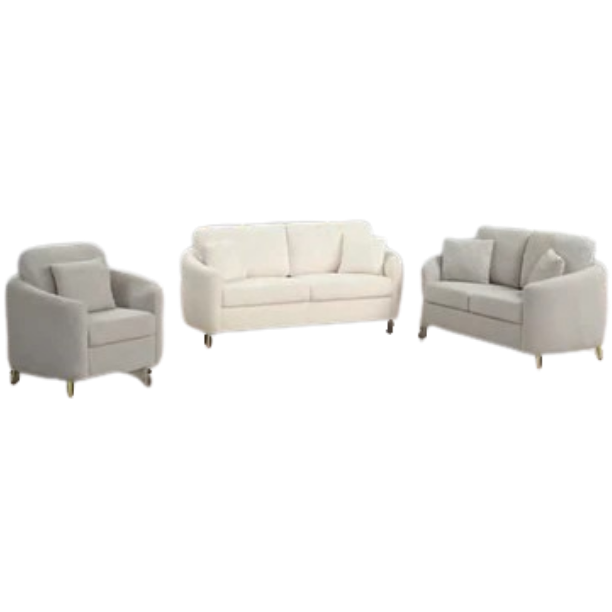 BETTY - Ensemble de canapés modernes 3 pièces en cuir PU blanc