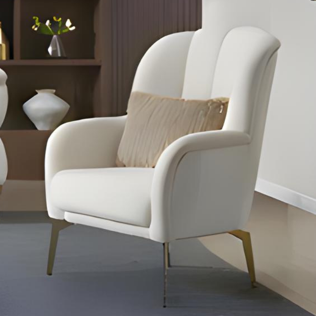 Barat – Soft Fabric Living Room Set – Gold Legs – Beige