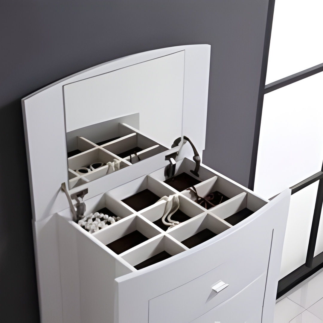 Metropole – Commode 5 tiroirs avec coiffeuse à bijoux – Blanc alpin