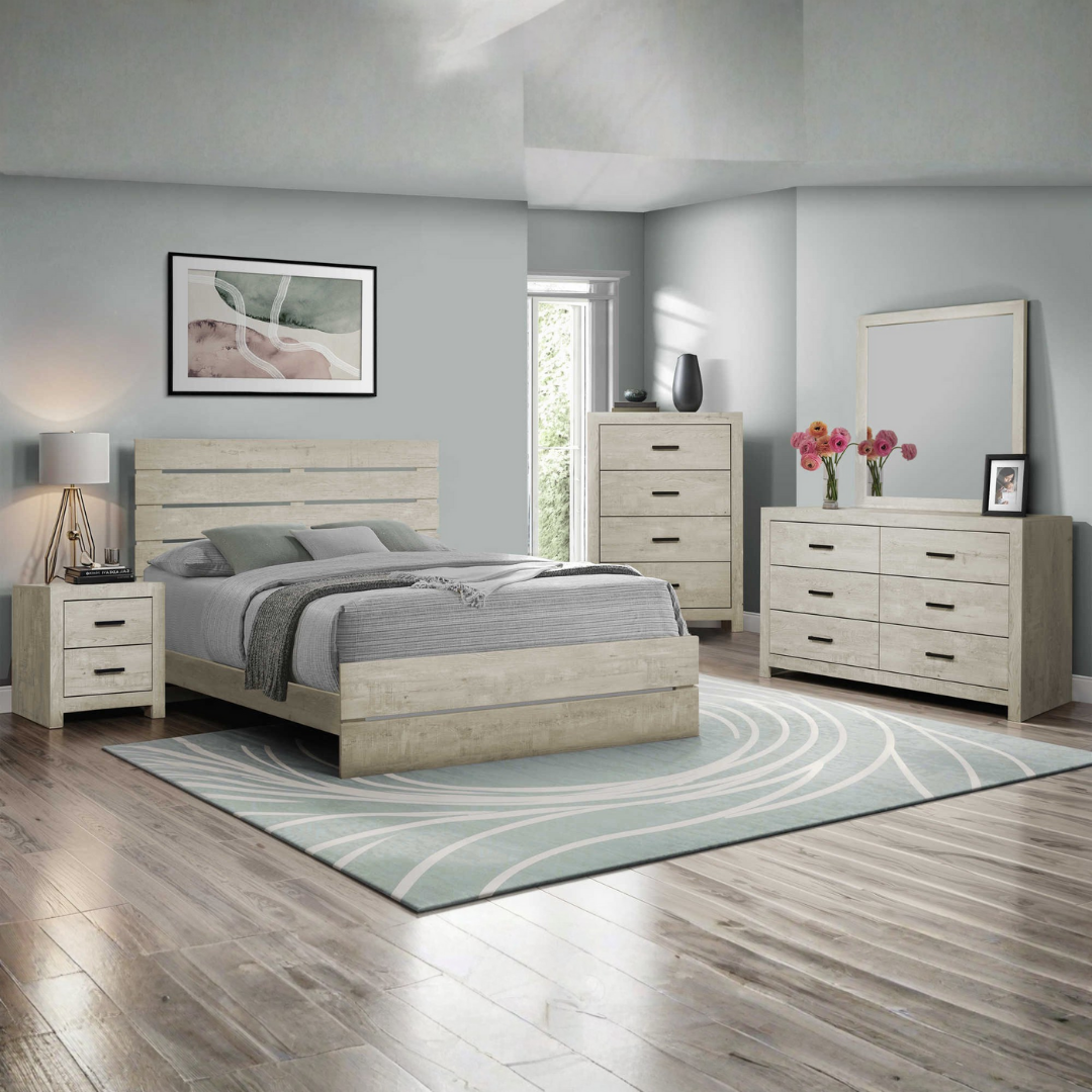 Ensemble chambre queen Belvian Classic chêne blanchi 4 ou 6 pièces bois ingénierie – Bonito Meubles Montréal